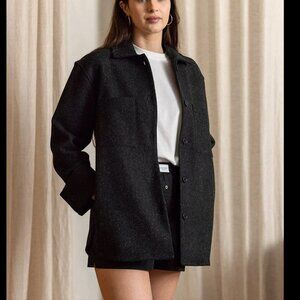 ECOLOGYST Slow Fashion Wool Harbour Coat Charcoal Grey Jacket Contemporary Sz M